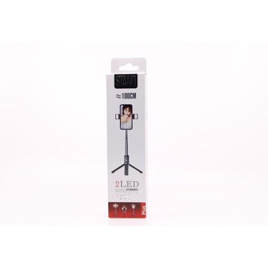SELFIE STICK P60D-2 WIRELESS WITH 2 LED LIGHT 7.2" BLACK
